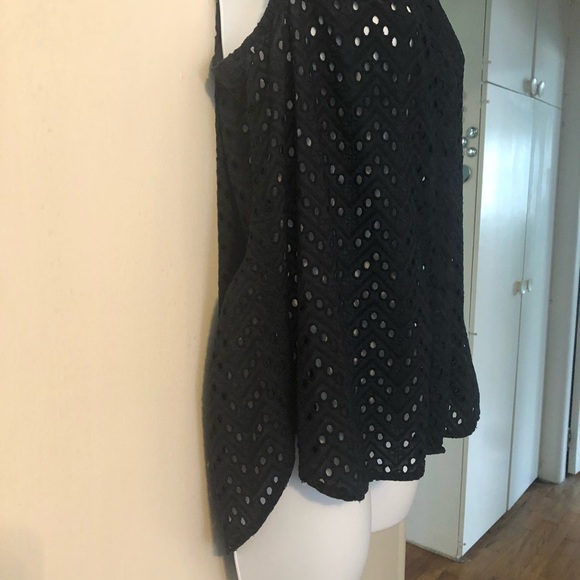 JC Penney Black eyelet button up top - Picture 4 of 8